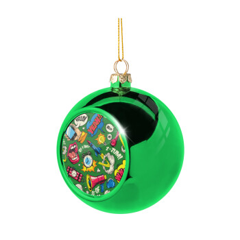 Pop art colorful seamless, Χριστουγεννιάτικη μπάλα δένδρου Πράσινη 8cm