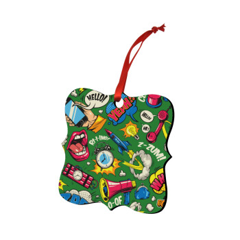 Pop art colorful seamless, Christmas ornament polygon wooden 7.5cm