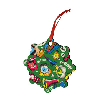Pop art colorful seamless, Χριστουγεννιάτικο στολίδι snowflake ξύλινο 7.5cm