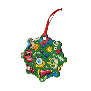 Pop art colorful seamless, Christmas ornament snowflake wooden 7.5cm