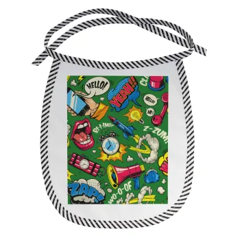 Pop art colorful seamless, Σαλιάρα μωρού αλέκιαστη με κορδόνι Μαύρη