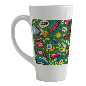 Pop art colorful seamless, Κούπα κωνική Latte Μεγάλη, κεραμική, 450ml