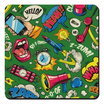 Pop art colorful seamless, Τετράγωνο μαγνητάκι ξύλινο 9x9cm