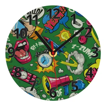 Pop art colorful seamless, Ρολόι τοίχου γυάλινο (20cm)