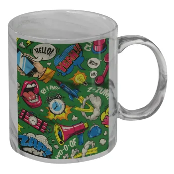 Pop art colorful seamless, Mug ceramic marble style, 330ml