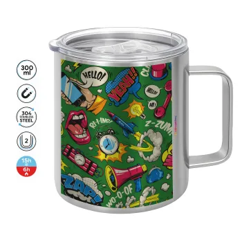 Pop art colorful seamless, Mug Stainless steel double wall 300ml