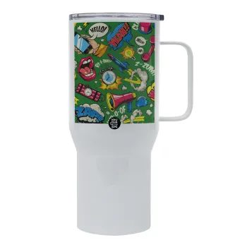 Pop art colorful seamless, Tumbler με καπάκι, διπλού τοιχώματος (θερμό) 750L