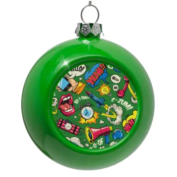 Pop art colorful seamless, Green Christmas tree ornament bauble 8cm