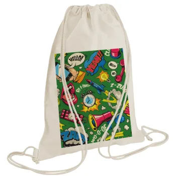 Pop art colorful seamless, Τσάντα πλάτης πουγκί GYMBAG natural (28x40cm)
