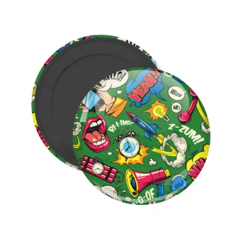 Pop art colorful seamless, Μαγνητάκι ψυγείου στρογγυλό διάστασης 5cm