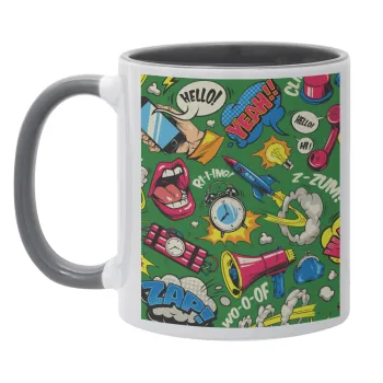 Pop art colorful seamless, Mug colored grey, ceramic, 330ml