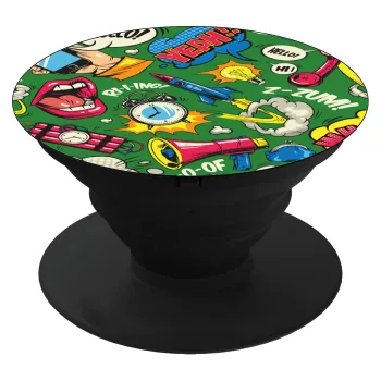 Pop art colorful seamless, Phone Holders Stand  Μαύρο Βάση Στήριξης Κινητού στο Χέρι