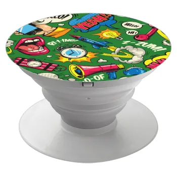 Pop art colorful seamless, Phone Holders Stand  Λευκό Βάση Στήριξης Κινητού στο Χέρι