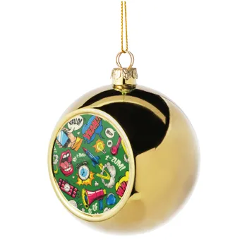 Pop art colorful seamless, Golden Christmas tree ball ornament 8cm