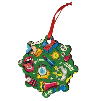 Pop art colorful seamless, Christmas ornament snowflake wooden 7.5cm