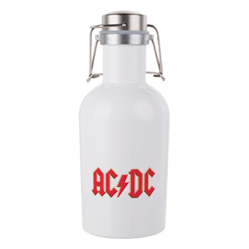 AC/DC, Μεταλλικό παγούρι Λευκό (Stainless steel) με καπάκι ασφαλείας 1L