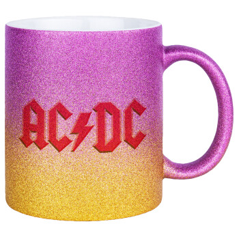 AC/DC, Κούπα Χρυσή/Ροζ Glitter, κεραμική, 330ml