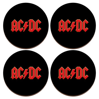 AC/DC, ΣΕΤ x4 Σουβέρ ξύλινα στρογγυλά plywood (9cm)