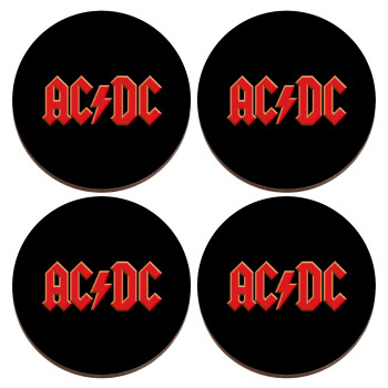 AC/DC, ΣΕΤ x4 Σουβέρ ξύλινα στρογγυλά plywood (9cm)