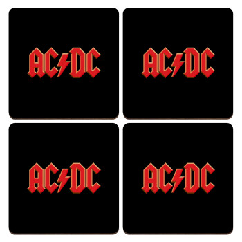 AC/DC, ΣΕΤ x4 Σουβέρ ξύλινα τετράγωνα plywood (9cm)