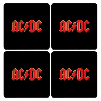 AC/DC, ΣΕΤ x4 Σουβέρ ξύλινα τετράγωνα plywood (9cm)
