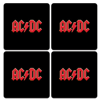 AC/DC, ΣΕΤ 4 Σουβέρ ξύλινα τετράγωνα (9cm)