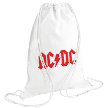AC/DC, Τσάντα πλάτης πουγκί GYMBAG λευκή (28x40cm)
