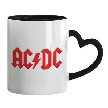 AC/DC, Κούπα καρδιά χερούλι μαύρη, κεραμική, 330ml