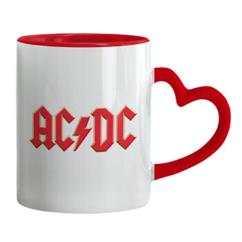 AC/DC, Κούπα καρδιά χερούλι κόκκινη, κεραμική, 330ml