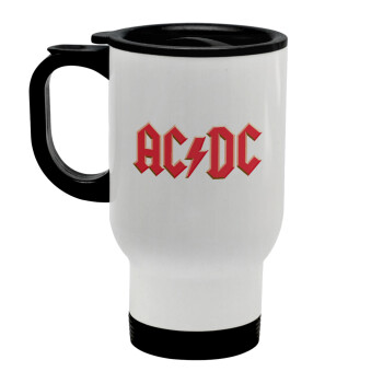 AC/DC, Κούπα ταξιδιού ανοξείδωτη με καπάκι, διπλού τοιχώματος (θερμό) λευκή 450ml