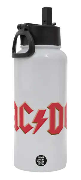 AC/DC — Metal mug thermo White with Straw and Spout Lid (Stainless steel), double wall, 950ml