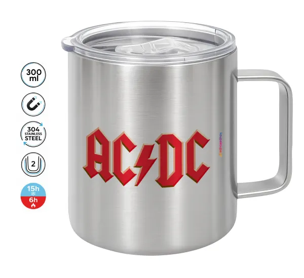AC/DC — Double-walled stainless steel mug 300ml with temperature-retaining lid