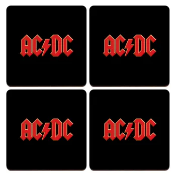 AC/DC, ΣΕΤ x4 Σουβέρ ξύλινα τετράγωνα plywood (9cm)