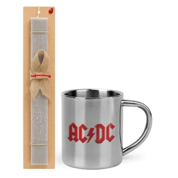 AC/DC, Easter Set, metallic thermal cup (300ml) & Easter aromatic flat candle (30cm) (GRAY)