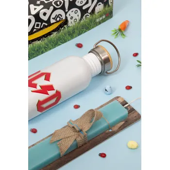 AC/DC, Πασχαλινή Λαμπάδα με παγούρι μεταλλικό (620ml, stainless steel) & κερί αρωματικό πλακέ (30cm) (ΤΙΡΚΟΥΑΖ)