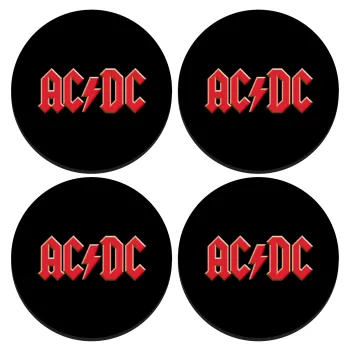 AC/DC, SET of 4 round wooden coasters (9cm)