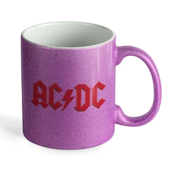 AC/DC, Κούπα Μωβ Glitter που γυαλίζει, κεραμική, 330ml