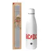Easter Set, metallic stainless thermos bottle (500ml) & scented flat Easter candle (30cm) (GRAY)