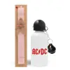 Easter Set, metallic aluminum bottle (500ml) & aromatic flat Easter candle (30cm) (PINK)