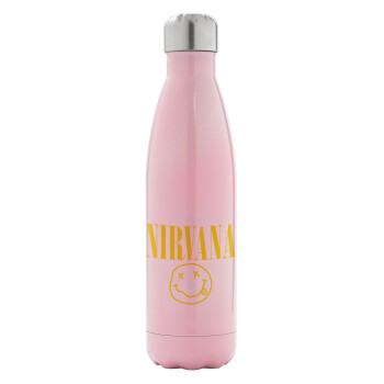 Nirvana, Metal mug thermos Pink Iridiscent (Stainless steel), double wall, 500ml