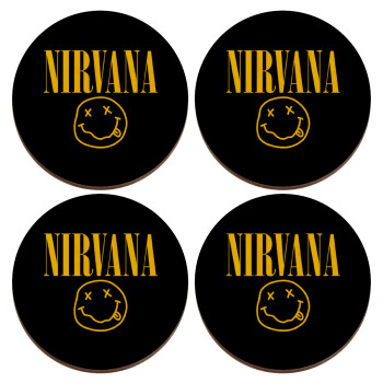Nirvana, ΣΕΤ x4 Σουβέρ ξύλινα στρογγυλά plywood (9cm)