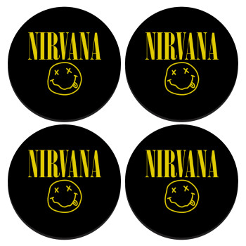 Nirvana, ΣΕΤ 4 Σουβέρ ξύλινα στρογγυλά (9cm)