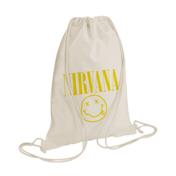 Nirvana, Τσάντα πλάτης πουγκί GYMBAG natural (28x40cm)
