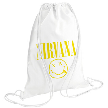 Nirvana, Τσάντα πλάτης πουγκί GYMBAG λευκή (28x40cm)