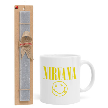 Nirvana, Πασχαλινό Σετ, Κούπα κεραμική (330ml) & πασχαλινή λαμπάδα αρωματική πλακέ (30cm) (ΓΚΡΙ)