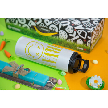 Nirvana, Easter candle,Travel Tumbler 2 Lids, with metal straw & cleaning brush & aromatic flat candle (30cm) (BLUE)