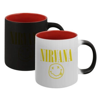 Nirvana, Κούπα Μαγική εσωτερικό κόκκινο, κεραμική, 330ml που αλλάζει χρώμα με το ζεστό ρόφημα (1 τεμάχιο)
