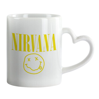 Nirvana, Κούπα καρδιά χερούλι λευκή, κεραμική, 330ml