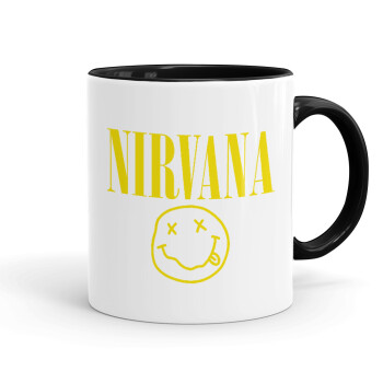 Nirvana, Κούπα χρωματιστή μαύρη, κεραμική, 330ml