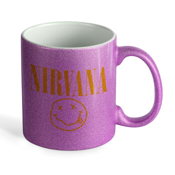 Nirvana, Κούπα Μωβ Glitter που γυαλίζει, κεραμική, 330ml